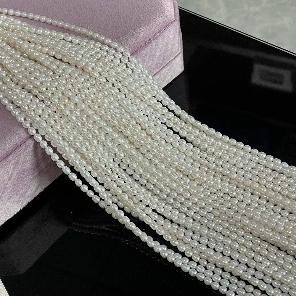 3-4mm AAA Natürliche Süßwasser Weiße Perle Reis Form Perle Weihnachten Geschenk für Frauen Schmuck Machen DIY Halskette armband Zubehör