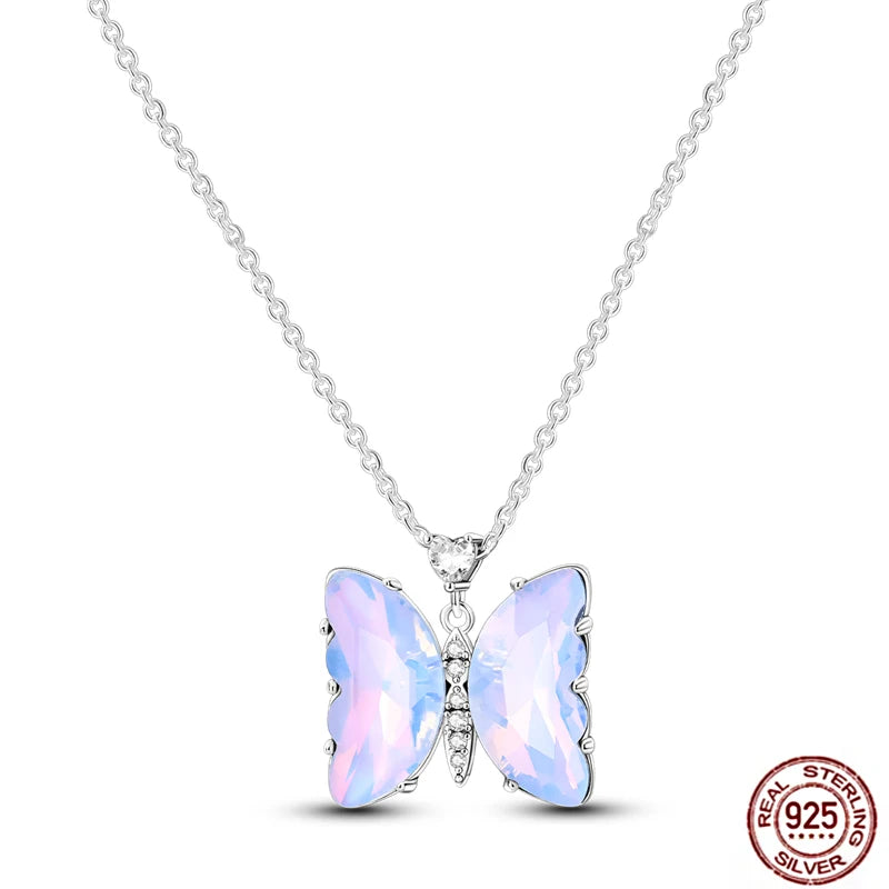 925 Sterling Silber blau Teufel Augen Palme Original Halskette Einhorn überlappen runde funkelnde Anhänger für Frauen Luxus Schmuck Geschenk