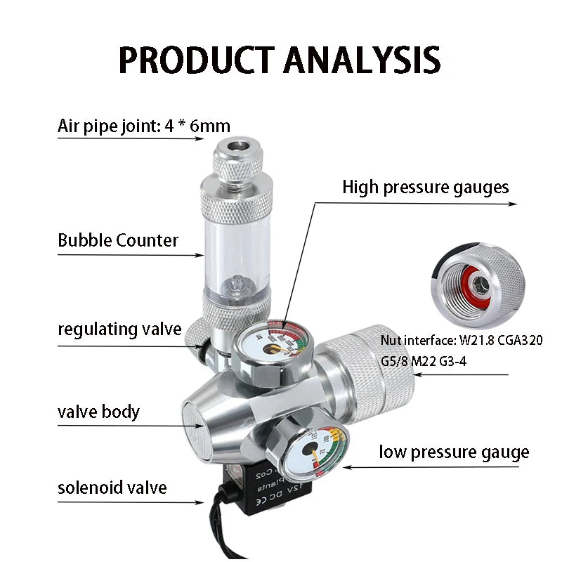 Neue DIY Aquarium CO2 Regler Elektromagnetische Ventil Blase Zähler CO2 Control System Aquarium CO2 Druckminderventil