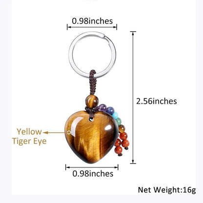 Natürlicher Rosenquarz-Herz-Kristall-Schlüsselanhänger, 7-Chakra-Heilstein, Schlüsselanhänger, Charm für Frauen und Mädchen