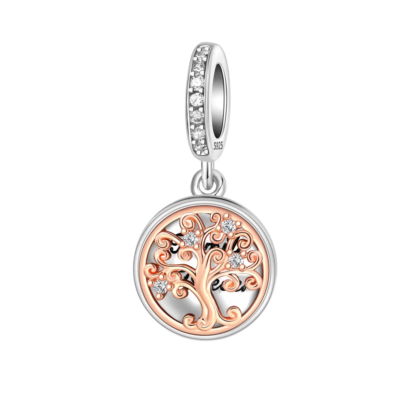925 Sterling Silber Roségold Baum des Lebens Schmetterling Serie Charm Fit 4mm Blende Armband Charm Bead Halskette Diy Frauen Schmuck