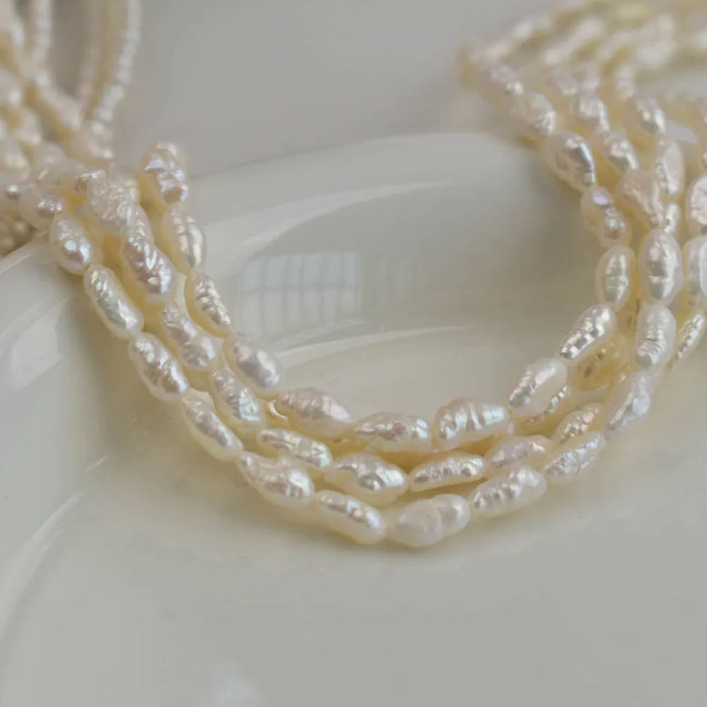 4–5 mm barocke gestreifte kleine Perlen, natürliche Süßwasserperlen für Schmuckherstellung, Zubehör, DIY-Halskette, Armband, Zubehör