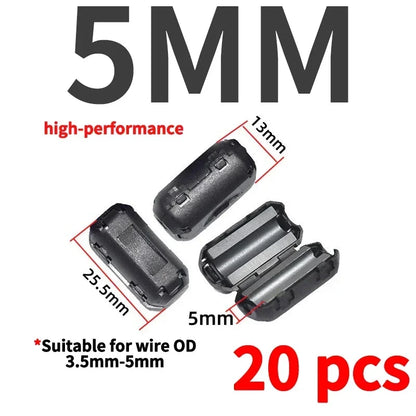 20pcs 3.5/5/7/9/13/15mm Ringkern Ferrit perlen klemme Choke-Spule emi rfi Rausch filter clip Schnapp kabel für schwarzes magnetisches Aufschnappen