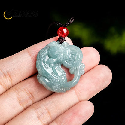 Myanmar A Goods Jadeit Blue Water Money Brave Anhänger Luxus Charm Herren und Damen Schmuck Jade Halskette Geschenk