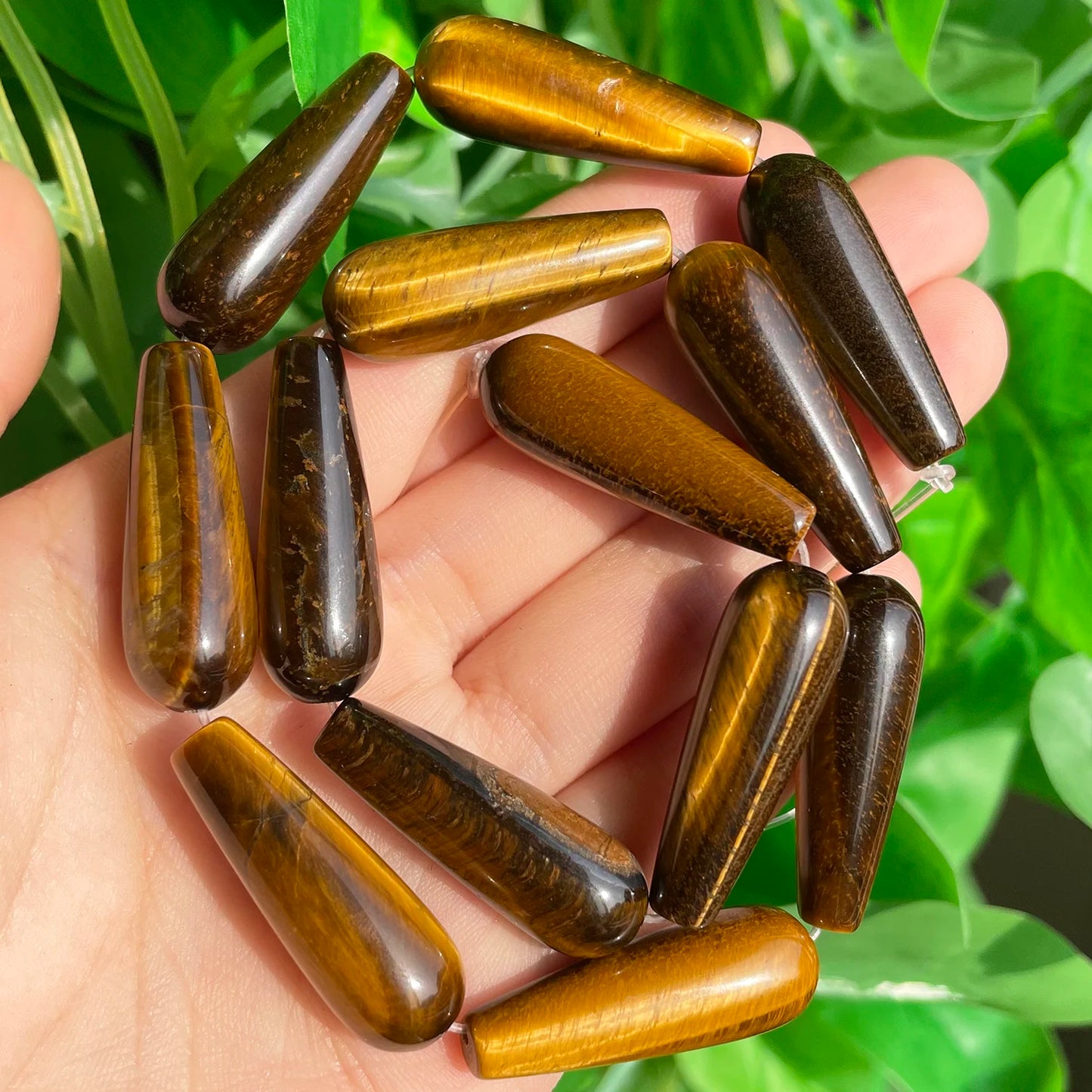2 Stück natürlicher Wassertropfen aus echtem Stein, Indien-Achate, Labradorit, Tigerauge, Chalcedon, lose Perlen für Schmuckherstellung, DIY-Armband