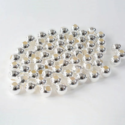 Massive Perlen aus 925er-Sterlingsilber, nahtlos, rund, lose Abstandshalter, Schmuck-DIY-Ergebnisse