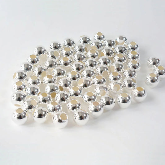 Massive Perlen aus 925er-Sterlingsilber, nahtlos, rund, lose Abstandshalter, Schmuck-DIY-Ergebnisse