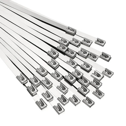 100 Stück 304 # Edelstahl-Kabelbinder Hochbelastbare Selbstverriegelnde Kabelbinder Mehrzweck-Metall-Auspuff-Umwicklung Verriegelungsbinder