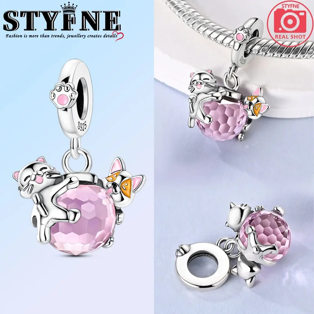 Exquisiter kleiner Affe aus 925er-Sterlingsilber, umarmender roter Herz-Anhänger, passend für Armbänder, Halsketten, Party-Paarung mit handgefertigten Geschenken