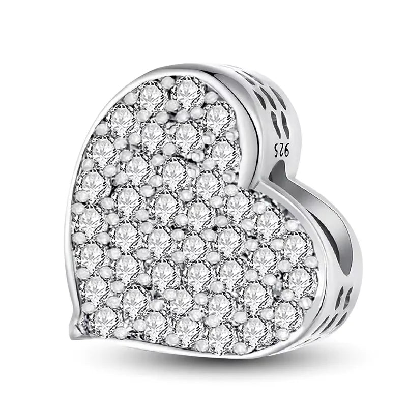 925 Sterling Silber Romantische Zirkon Rot Liebe Herz Charms Perlen Fit Original Pan Armband Armreifen DIY Edlen Schmuck Für Frauen