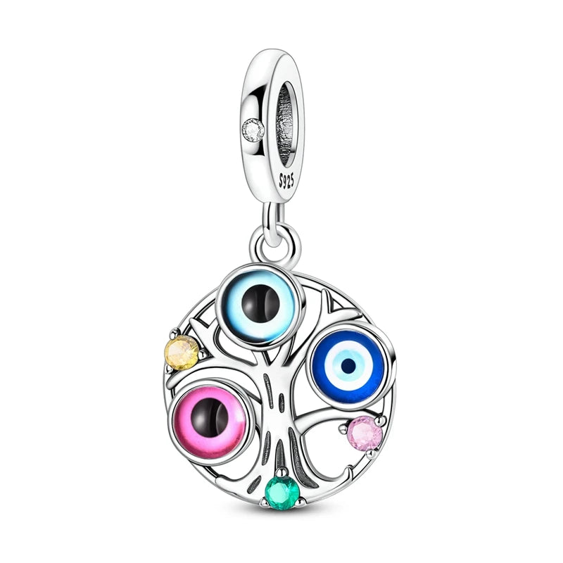 Wunderschöner Charm-Anhänger aus 925er-Sterlingsilber mit grünem Baum des Lebens, passend für DIY-Armband-Halskette. Ein Geschenk der Erlösung, das den Weg führt
