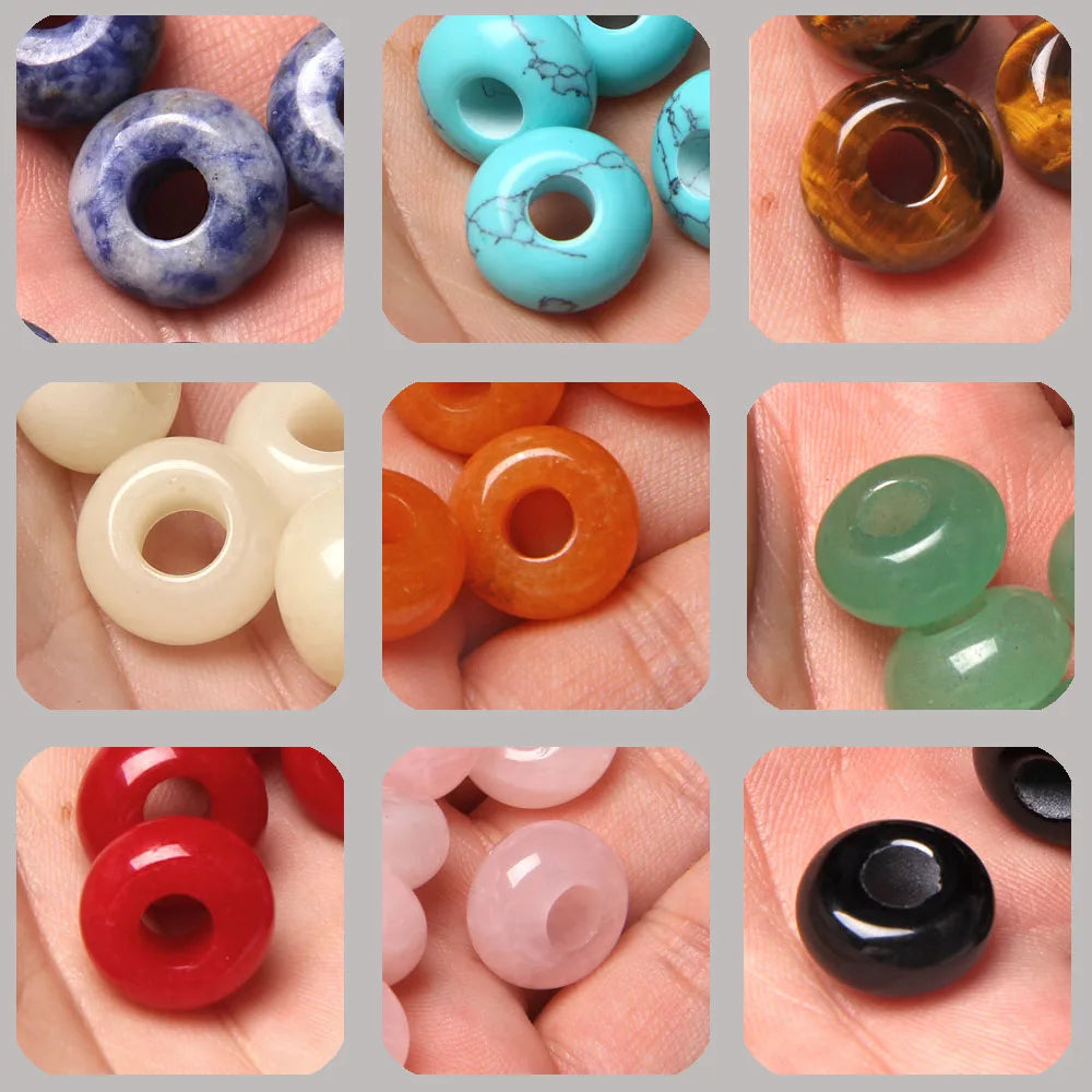 Natürliche Stein Große Loch Perle Anhänger Abacus Form Schmuck Zubehör Natürliche Quarz Jade Opal Charme Für Die Herstellung DIY Ohrring