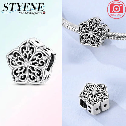 925 Silber Farbe Romantische Retro Herzförmige Blume Wächter Schmetterling Amulett Fit Original Armband DIY Schmuck Geschenk
