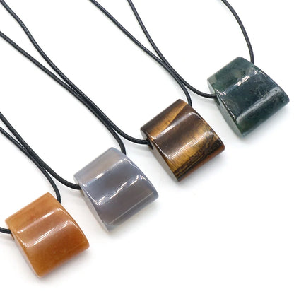1PC Naturstein Anhänger Halskette Trapez Natürliche Unakites Aventurin Anhänger Halskette für Frauen Jewerly Geschenk