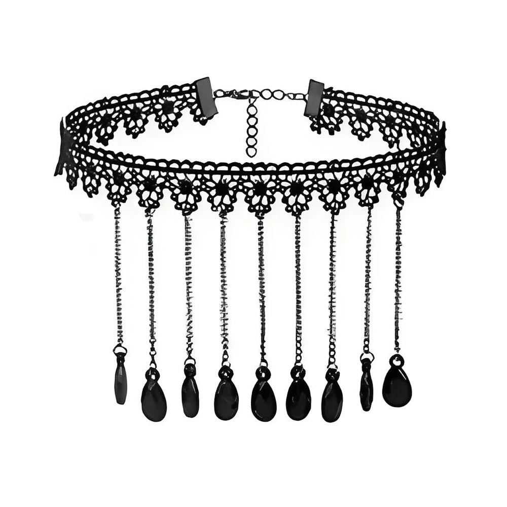 Neo-Gothic Punk Schwarz Sexy Spitze Halskette Für Frauen Mode Retro Schlüsselbein Kette Halloween Kragen Halsband Steampunk Geschenke