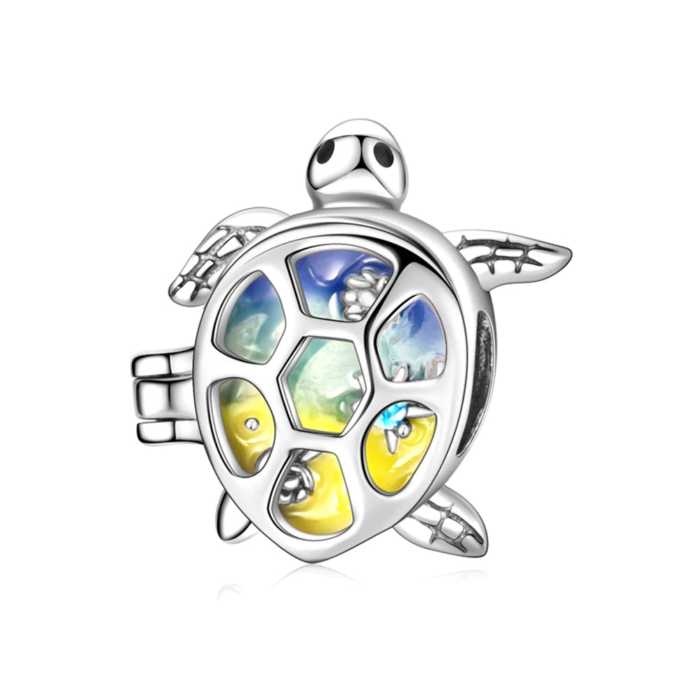 Tier-Serie, 925er-Sterlingsilber, Qualle, Pfau, Schildkröte, Kaninchen, Frosch, Charm, passend für DIY-Armbänder, Halsketten, Geschenke für Kinder