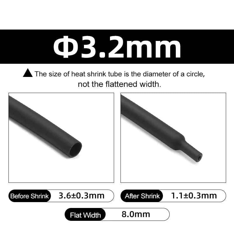2/5/10M Schwarzer 3:1 Schrumpfschlauch mit Klebstoff 1,6 ~ 50mm Doppelwandiger Klebstoffbeschichteter Polyolefin-Schrumpfschlauch Kabelschutzhülle