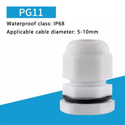 PG7-PG36 Kabelverschraubung, Kabeleingang, IP68, wasserdicht, weißes Nylon-Kunststoff-Anschlussstück