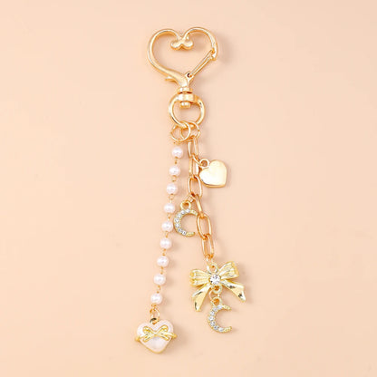 Aihua süße Y2K Metall Perle Liebe Herz Schleife Schlüsselanhänger für Frauen Mädchen Handtasche Anhänger DIY Schlüsselanhänger handgemachte Schmuck Geschenke