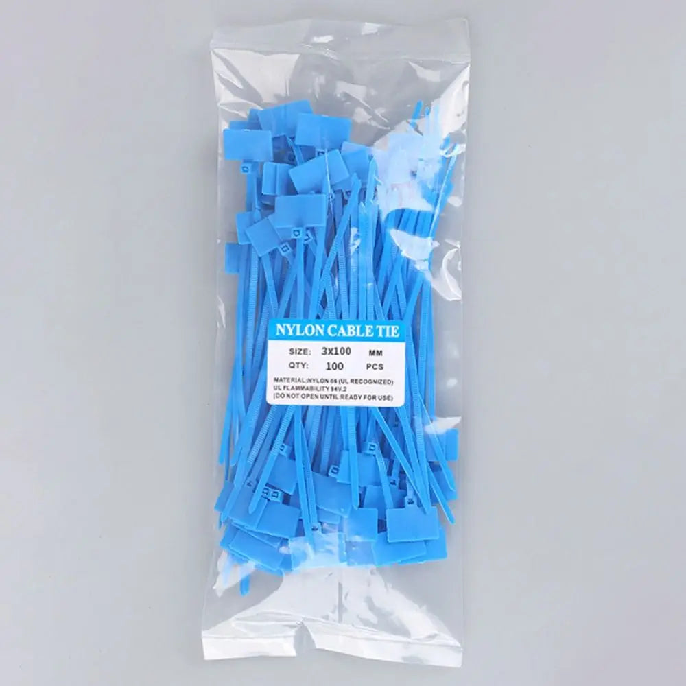 100 Stück bunte Nylon-Kabelbinder, Kunststoff-Etiketten-Umreifungsband, einfache Markierung, Etiketten, selbstsichernde Kabelbinder, Mesh-Drahtmarkierungswerkzeuge