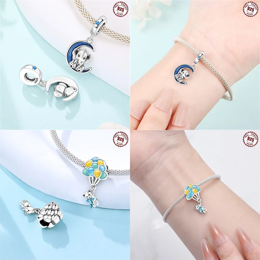 Tier-Serie-Charms, 925er Silber, Esel, Koala, Elefant, niedliche kleine Maus, Perlen-Anhänger, passend für DIY-Original-Armband, Modeschmuck