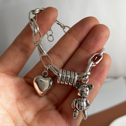 100 % massives 925er-Sterlingsilber-Retro-Armband für Damen und Herren, handgefertigtes Vintage-Herz-Armband, Geburtstagsgeschenk
