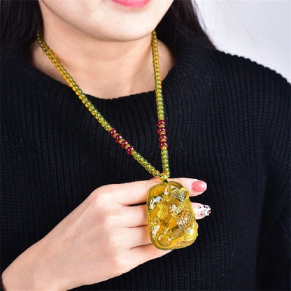Honig wachs Bernstein Myanmar Goldblau Bernstein Stempel Herren und Damen Anhänger Halskette Fisch vase Pullover Kette Anhänger