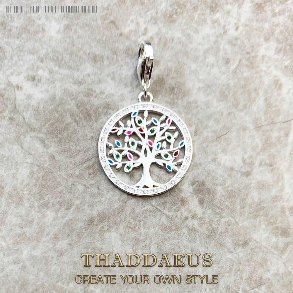 Echter 925er Sterlingsilber-Modeschmuck, bunter Baum-Anhänger, Charm für Frauen, Tropfenverschiffen, Großhandel