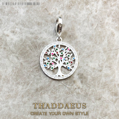 Echter 925er Sterlingsilber-Modeschmuck, bunter Baum-Anhänger, Charm für Frauen, Tropfenverschiffen, Großhandel