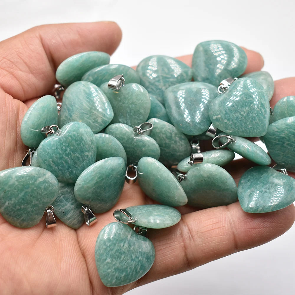 Großhandel 50 teile/los Mode 20mm herz naturstein amazonit charms anhänger für schmuck machen Kostenloser versand