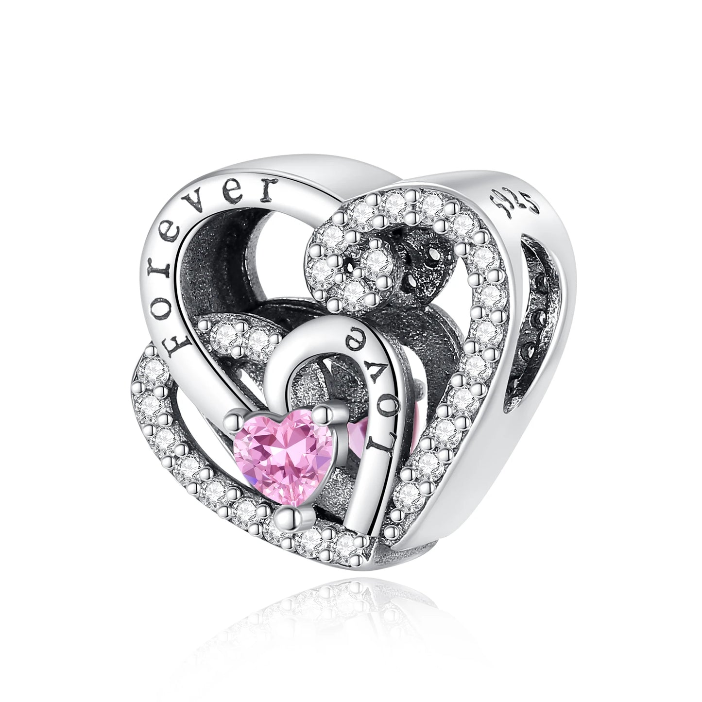 Romantischer 925 Sterling Silber Liebesschlüssel Herz-zu-Herz Charm für DIY Armband Halskette Verlobung Party Geschenke