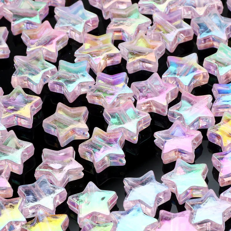 50 Stück transparente AB-Farbe, fünfzackiger Stern, Acrylperlen, lose Distanzperlen für Schmuckherstellung, DIY-Handwerk