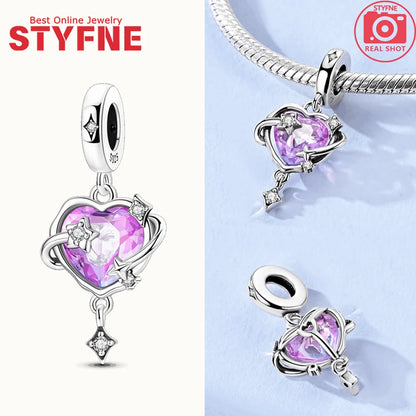 Herzförmige Charms-Perlen aus 925er-Farbverlauf, passend für Original-Armbänder, DIY, edler Schmuck, Geschenkzubehör für Frauen