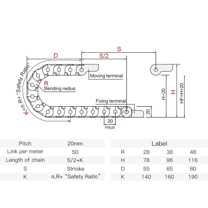 Kabelschleppkette 15x15 15x20 15x30 15x40 R28 R38 Halbgeschlossene Kabelkette Drahtträger für CNC 3D-Drucker Laserschneidmaschine