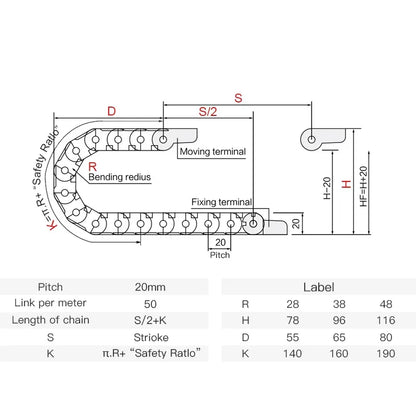 Kabelschleppkette 15x15 15x20 15x30 15x40 R28 R38 Halbgeschlossene Kabelkette Drahtträger für CNC 3D-Drucker Laserschneidmaschine