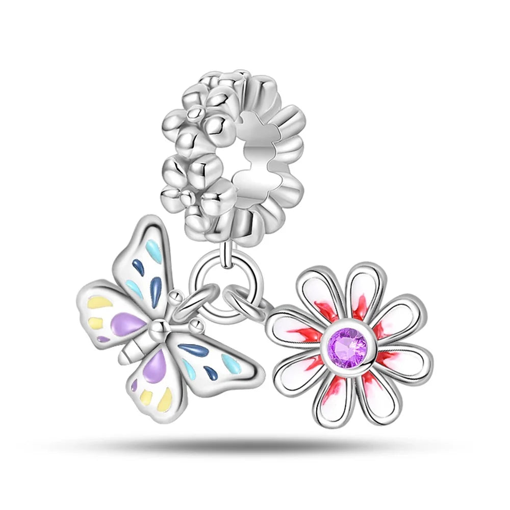 Glänzende Schmetterlingsanhänger aus 925er-Sterlingsilber mit flatternder Dunkelheit, passend für DIY-Armbänder, Halsketten, romantisches Geschenk, Paarung