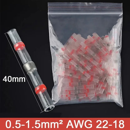 5/10/20/30PCS Schrumpf Wasserdichte Solder Dichtung Ärmeln Butt Draht Anschlüsse Elektrische Isolierte Kabel Splice Terminals