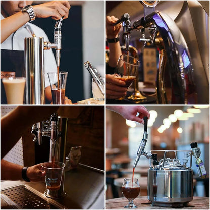 Nitro-Wasserhahn, Stout-Wasserhahn, komplett aus Edelstahl, Stickstoff, Zugluft, Bierturm, Kaltbrühen, Nitro-Fass, Zugluft-Fass-Wasserhahn, 5/8 Zoll BSP-Gewinde