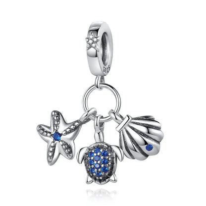 Charms-Anhänger aus 925er-Sterlingsilber mit blauen Ozean-Serie, passend für das DIY-Armband der Marke, Damenschmuck, Geschenke für Freundin