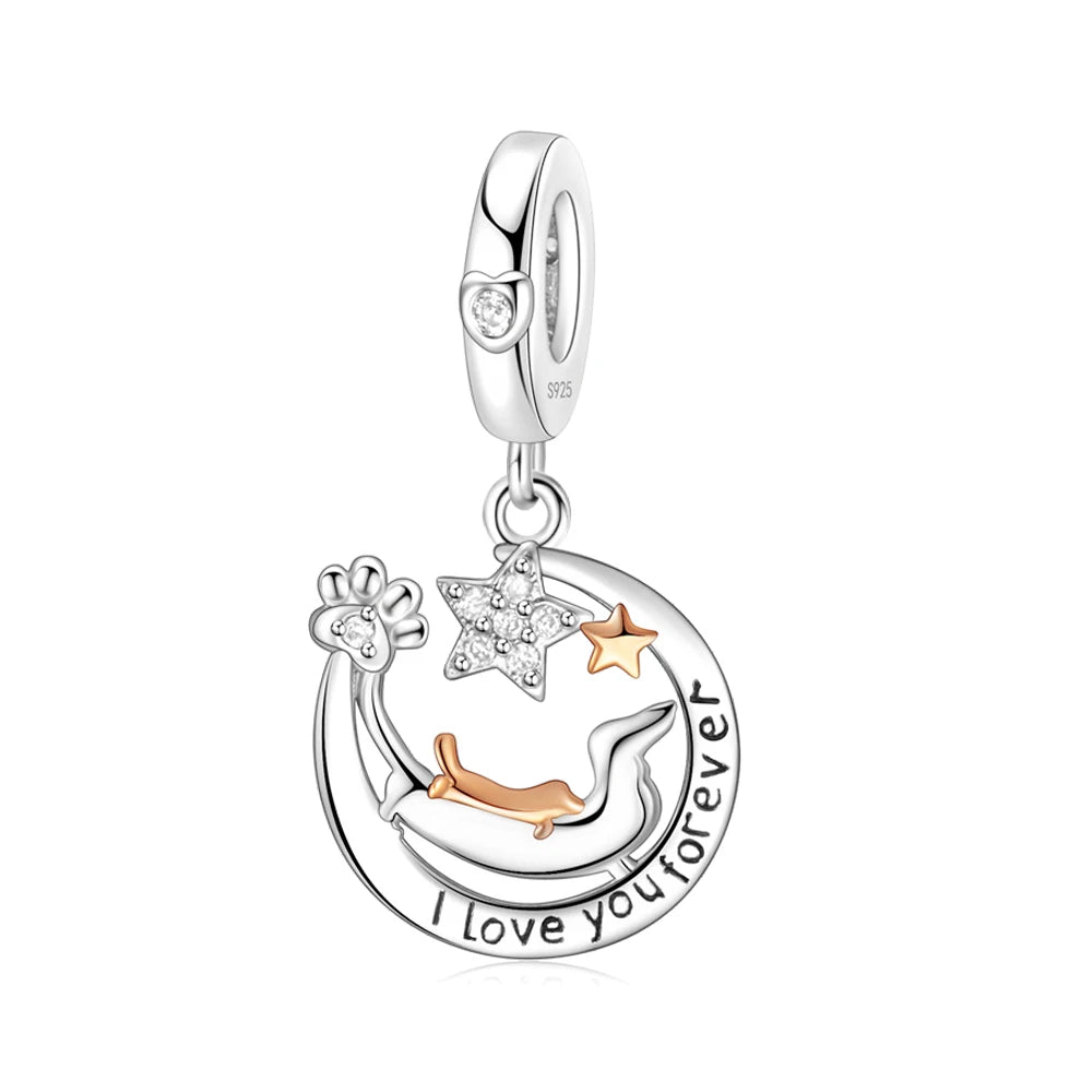 Tier-Serie, 925er-Sterlingsilber, Qualle, Pfau, Schildkröte, Kaninchen, Frosch, Charm, passend für DIY-Armbänder, Halsketten, Geschenke für Kinder