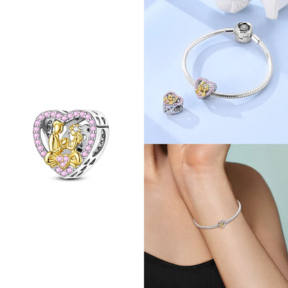 Charms aus 925er Silber, Original-Gold, exquisiter Schmetterlings-Anhänger, Ahornblatt-Herz-Perlen, passend für Armbänder, Damenschmuck, DIY-Zubehör, Geschenk