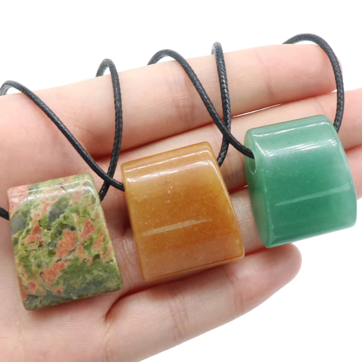 1PC Naturstein Anhänger Halskette Trapez Natürliche Unakites Aventurin Anhänger Halskette für Frauen Jewerly Geschenk