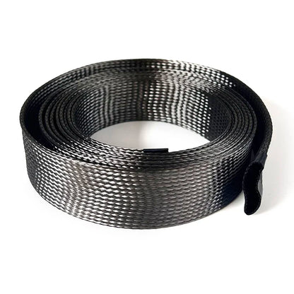 ID 4mm~80mm flammhemmende, hochtemperaturbeständige schwarze Kohlefaser-Geflecht-Netzwerkschläuche zur Draht- und Kabelschutzummantelung