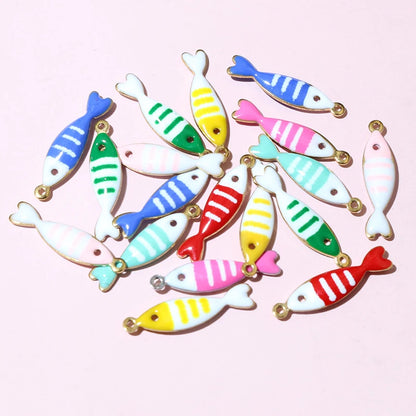 20 Stück Edelstahl Emaille Fisch Charms Anhänger 18x5mm Edelstahl DIY Schmuck Herstellung Zubehör für Ohrringe Halskette