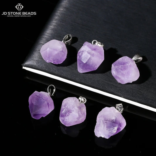 1 Stück Naturstein Amethyst Cluster Anhänger Unregelmäßige Heilung Charms für Schmuckherstellung DIY Armband Halskette Zubehör ﻿