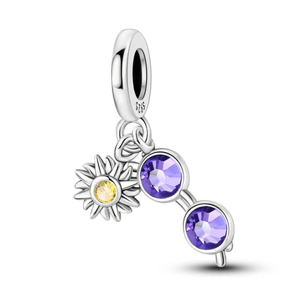 Sicherheitsketten aus 925er-Sterlingsilber, violette Serie, Schmetterling, Widder, Zwillinge, passend für Original-Armbänder, DIY-Schmuckherstellung, Geschenk für Frauen