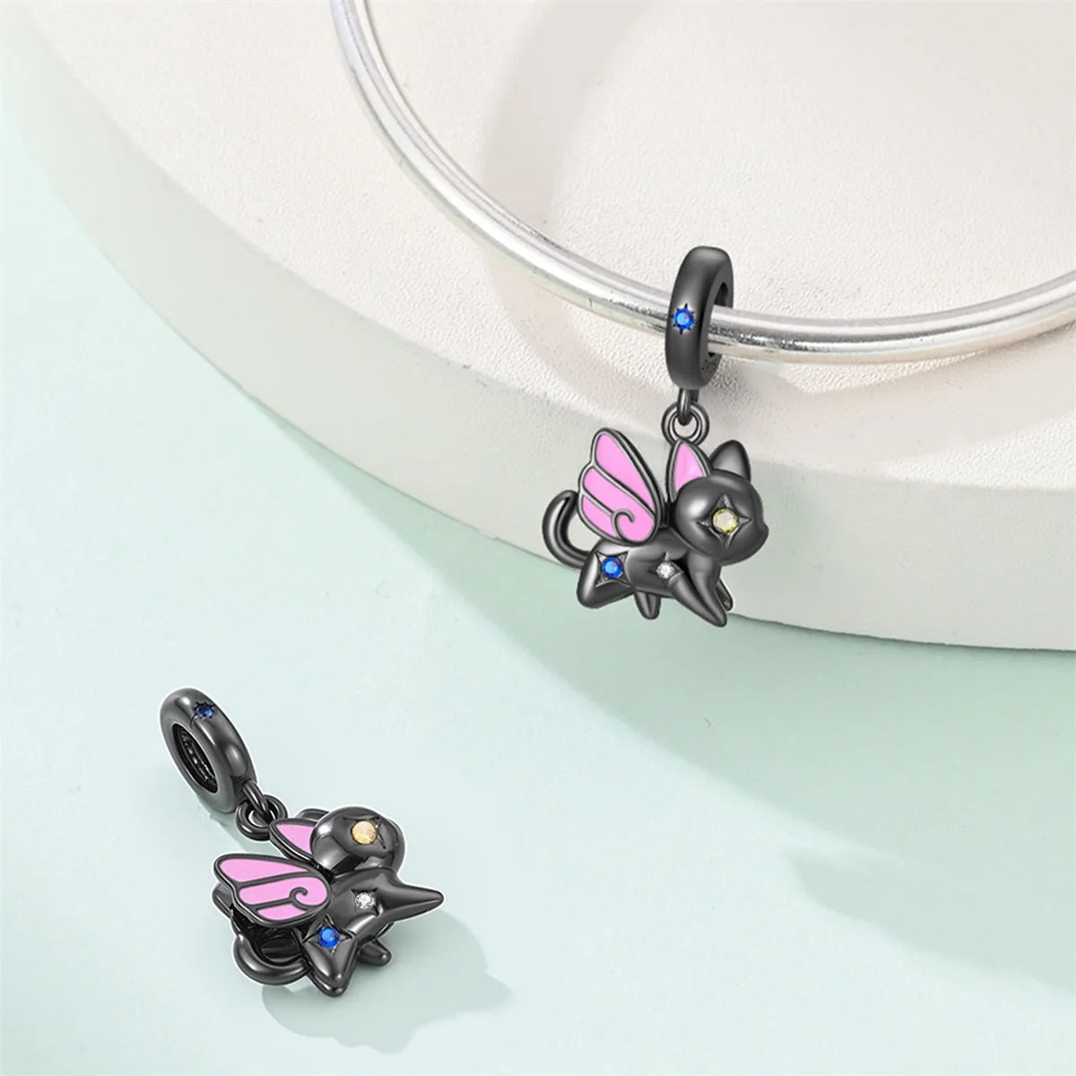 Heißer Verkauf 925er Sterlingsilber, niedliche Panda-Perlen und Pinguin-Anhänger, passend für Schlangenarmband, Boutique-Halskette, schwarzer Anhänger, Geschenk