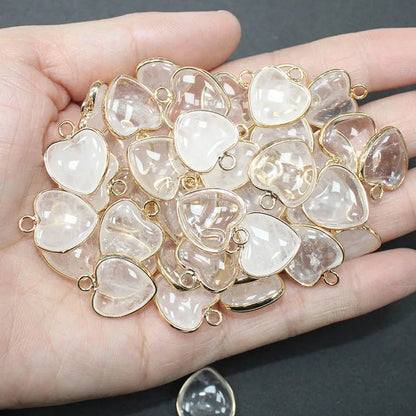10 Stück Liebe Naturstein Amethyst Tigerauge Rosa Kristall Mischfarbe Stein Herz Anhänger für DIY Schmuck Halskette Exquisites Geschenk