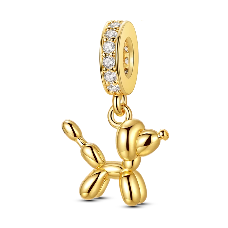 Gold-Serie, DIY-Charms, Original-Charms aus 925er-Sterlingsilber mit eingelegtem Zirkonium, Sonnen- und Leoparden-Anhänger, passend für Armbänder, Schmuck, Geschenkmarkierung