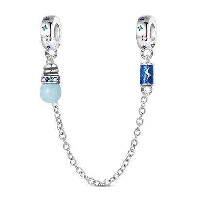 Blaue Serie 925er Sterling Jungfrau Maria Schleife Chamäleon Tanzschuhe Flugzeug Ticket Charm passend für DIY Armband Halskette süße Geschenke